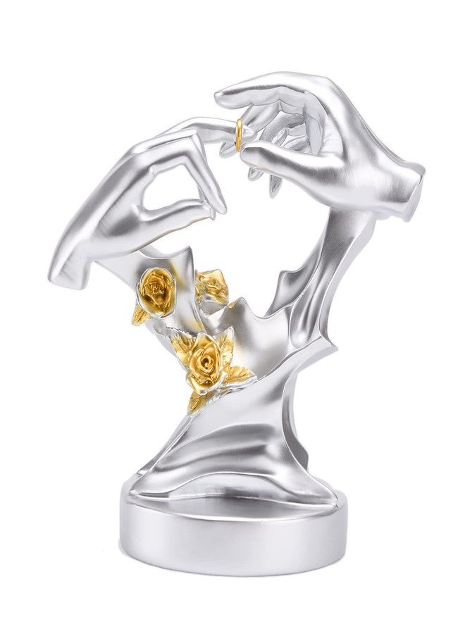 BRABUD Resin Lovers Hands Statue Wear Ring Figurine Wedding Anniversary Valentine's Day Birthday Gift Proposal Marriage Decoration Home Ornament TQGJBS323 - Image 1